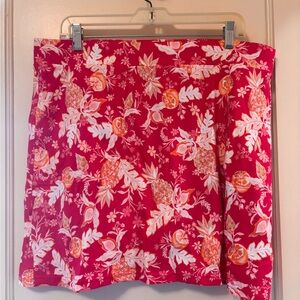 Croft & Barrow L Pink Tropical Fruit A-Line Skirt